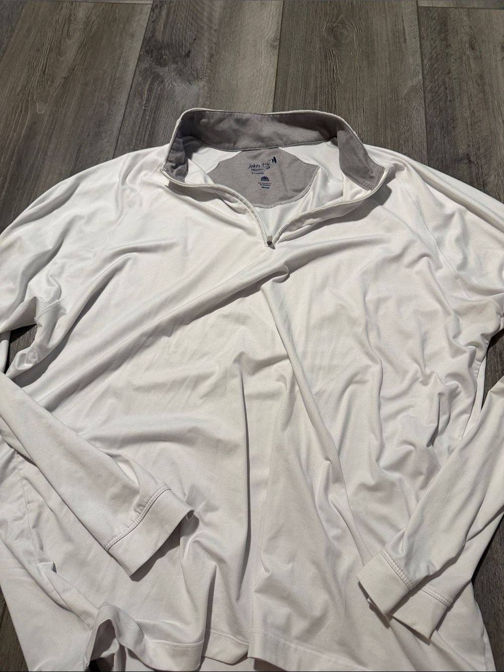 johnnie-O White Lightweight Quarter-Zip with Gray Contrast Collar